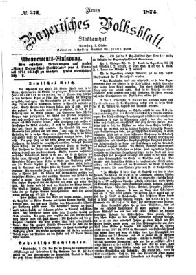 Neues bayerisches Volksblatt Samstag 3. Oktober 1874