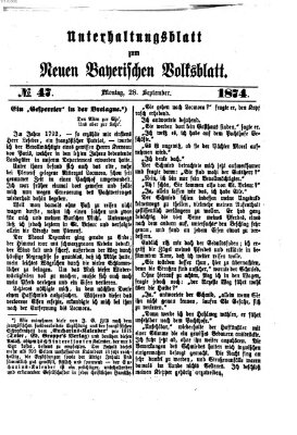 Neues bayerisches Volksblatt. Unterhaltungsblatt (Neues bayerisches Volksblatt) Montag 28. September 1874