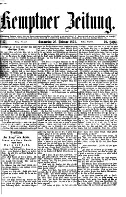 Kemptner Zeitung Donnerstag 26. Februar 1874