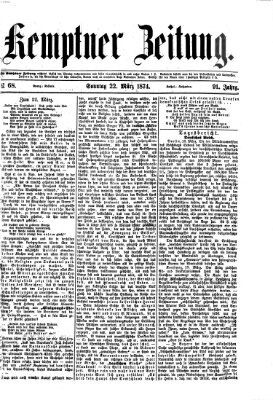 Kemptner Zeitung Sonntag 22. März 1874