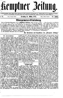 Kemptner Zeitung Dienstag 31. März 1874