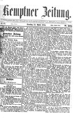 Kemptner Zeitung Samstag 25. April 1874