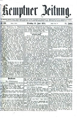 Kemptner Zeitung Dienstag 16. Juni 1874