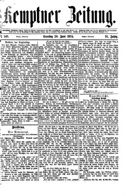 Kemptner Zeitung Samstag 20. Juni 1874