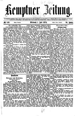 Kemptner Zeitung Mittwoch 1. Juli 1874