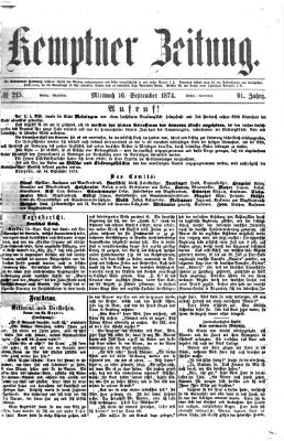 Kemptner Zeitung Mittwoch 16. September 1874