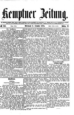 Kemptner Zeitung Mittwoch 21. Oktober 1874