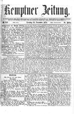 Kemptner Zeitung Dienstag 22. Dezember 1874