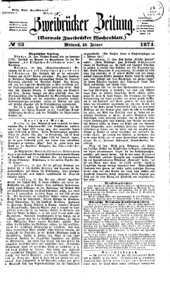 Zweibrücker Zeitung (Zweibrücker Wochenblatt) Mittwoch 28. Januar 1874