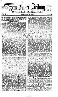 Zweibrücker Zeitung (Zweibrücker Wochenblatt) Donnerstag 5. März 1874