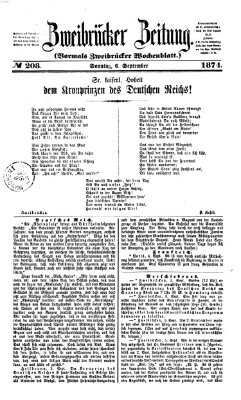 Zweibrücker Zeitung (Zweibrücker Wochenblatt) Sonntag 6. September 1874