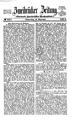 Zweibrücker Zeitung (Zweibrücker Wochenblatt) Donnerstag 10. September 1874