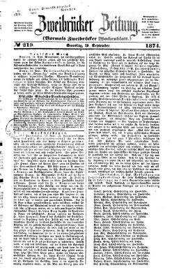 Zweibrücker Zeitung (Zweibrücker Wochenblatt) Samstag 19. September 1874