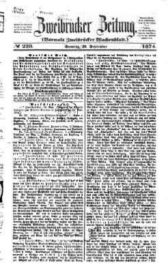 Zweibrücker Zeitung (Zweibrücker Wochenblatt) Sonntag 20. September 1874