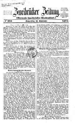 Zweibrücker Zeitung (Zweibrücker Wochenblatt) Donnerstag 24. September 1874