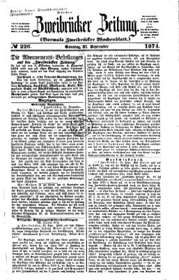 Zweibrücker Zeitung (Zweibrücker Wochenblatt) Sonntag 27. September 1874