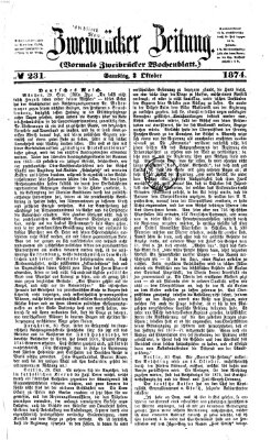 Zweibrücker Zeitung (Zweibrücker Wochenblatt) Samstag 3. Oktober 1874