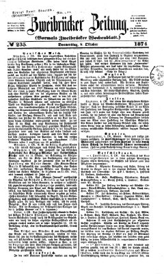 Zweibrücker Zeitung (Zweibrücker Wochenblatt) Donnerstag 8. Oktober 1874