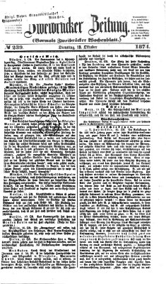 Zweibrücker Zeitung (Zweibrücker Wochenblatt) Dienstag 13. Oktober 1874