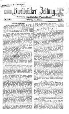 Zweibrücker Zeitung (Zweibrücker Wochenblatt) Sonntag 18. Oktober 1874