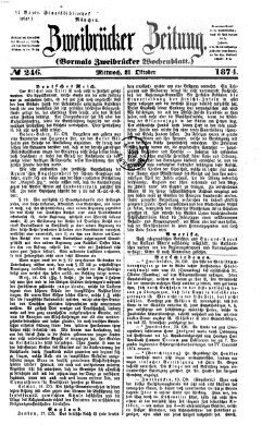 Zweibrücker Zeitung (Zweibrücker Wochenblatt) Mittwoch 21. Oktober 1874