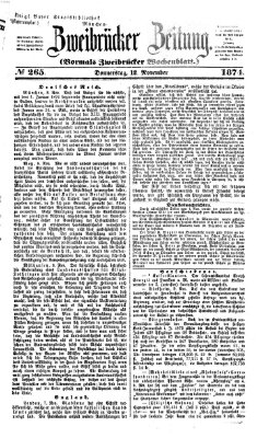 Zweibrücker Zeitung (Zweibrücker Wochenblatt) Donnerstag 12. November 1874