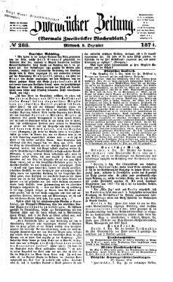 Zweibrücker Zeitung (Zweibrücker Wochenblatt) Mittwoch 9. Dezember 1874