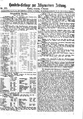 Allgemeine Zeitung. Handelsbeilage (Allgemeine Zeitung) Donnerstag 12. November 1874