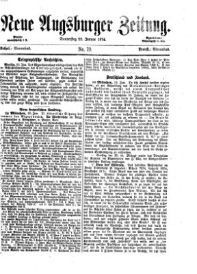 Neue Augsburger Zeitung Donnerstag 22. Januar 1874