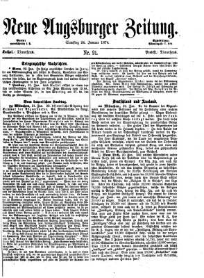 Neue Augsburger Zeitung Samstag 24. Januar 1874