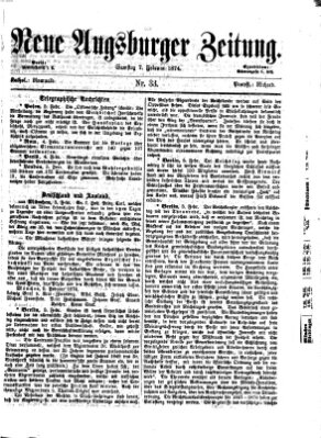 Neue Augsburger Zeitung Samstag 7. Februar 1874