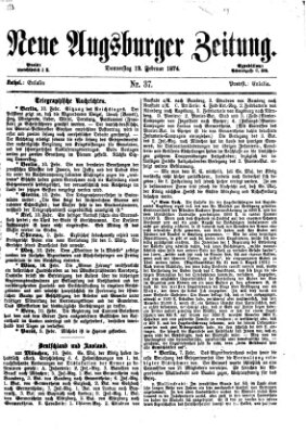 Neue Augsburger Zeitung Donnerstag 12. Februar 1874