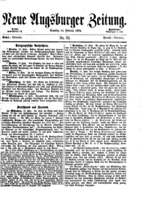 Neue Augsburger Zeitung Samstag 14. Februar 1874