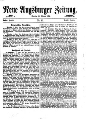 Neue Augsburger Zeitung Sonntag 15. Februar 1874