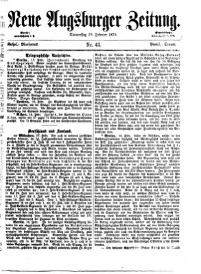 Neue Augsburger Zeitung Donnerstag 19. Februar 1874