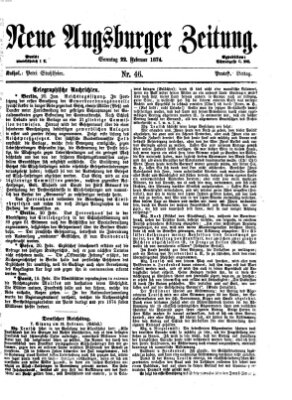 Neue Augsburger Zeitung Sonntag 22. Februar 1874