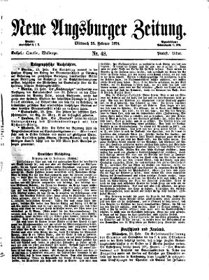 Neue Augsburger Zeitung Mittwoch 25. Februar 1874