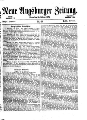 Neue Augsburger Zeitung Donnerstag 26. Februar 1874
