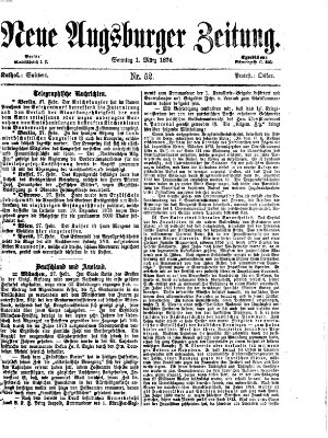 Neue Augsburger Zeitung Sonntag 1. März 1874