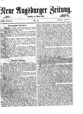 Neue Augsburger Zeitung Samstag 14. März 1874