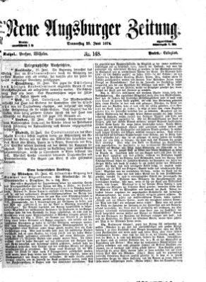 Neue Augsburger Zeitung Donnerstag 25. Juni 1874