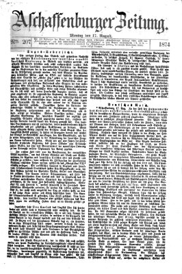 Aschaffenburger Zeitung Montag 17. August 1874