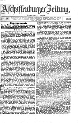 Aschaffenburger Zeitung Montag 31. August 1874