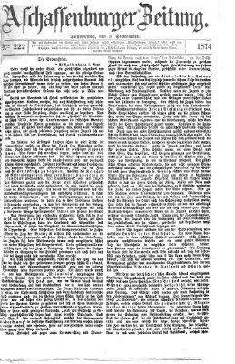 Aschaffenburger Zeitung Donnerstag 3. September 1874