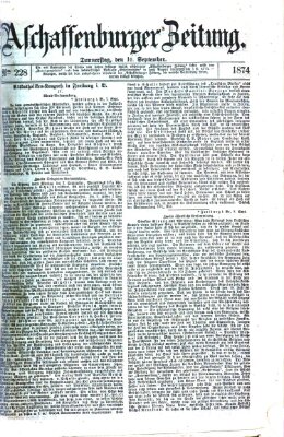 Aschaffenburger Zeitung Donnerstag 10. September 1874