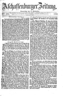 Aschaffenburger Zeitung Donnerstag 17. September 1874