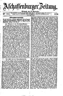 Aschaffenburger Zeitung Mittwoch 30. September 1874