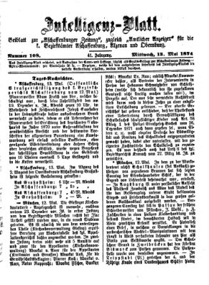 Aschaffenburger Zeitung. Intelligenz-Blatt : Beiblatt zur Aschaffenburger Zeitung ; zugleich amtlicher Anzeiger für die K. Bezirksämter Aschaffenburg, Alzenau und Obernburg (Aschaffenburger Zeitung) Mittwoch 13. Mai 1874