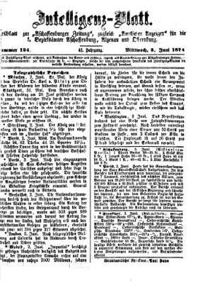 Aschaffenburger Zeitung. Intelligenz-Blatt : Beiblatt zur Aschaffenburger Zeitung ; zugleich amtlicher Anzeiger für die K. Bezirksämter Aschaffenburg, Alzenau und Obernburg (Aschaffenburger Zeitung) Mittwoch 3. Juni 1874