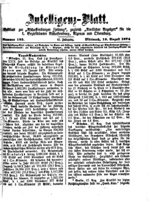 Aschaffenburger Zeitung. Intelligenz-Blatt : Beiblatt zur Aschaffenburger Zeitung ; zugleich amtlicher Anzeiger für die K. Bezirksämter Aschaffenburg, Alzenau und Obernburg (Aschaffenburger Zeitung) Mittwoch 19. August 1874